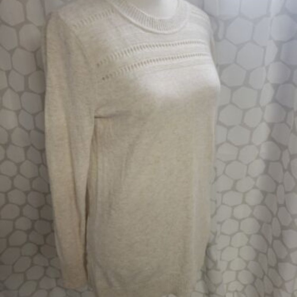 Ann Taylor Loft Womens Wool Blend Ivory Pullover Knit Sweater Top Small